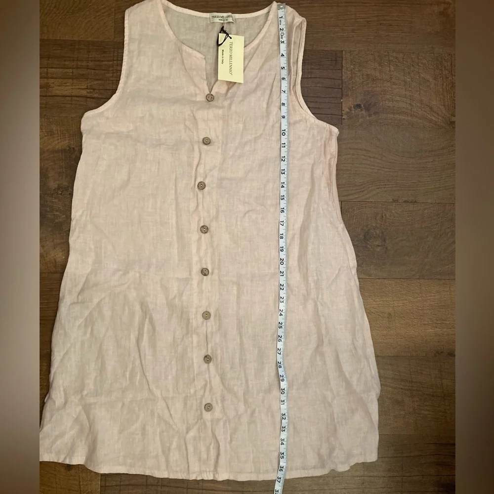 Terzo Millennio 100% Linen BlushPink ButtonUp Mini Dress Made in Italy Women’s L - Picture 13 of 13